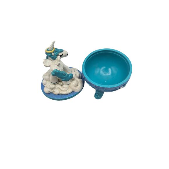 Vintage Y2K Claire's Small Trinket Box Bright Unicorn Figure Purple Blue - Picture 5 of 7